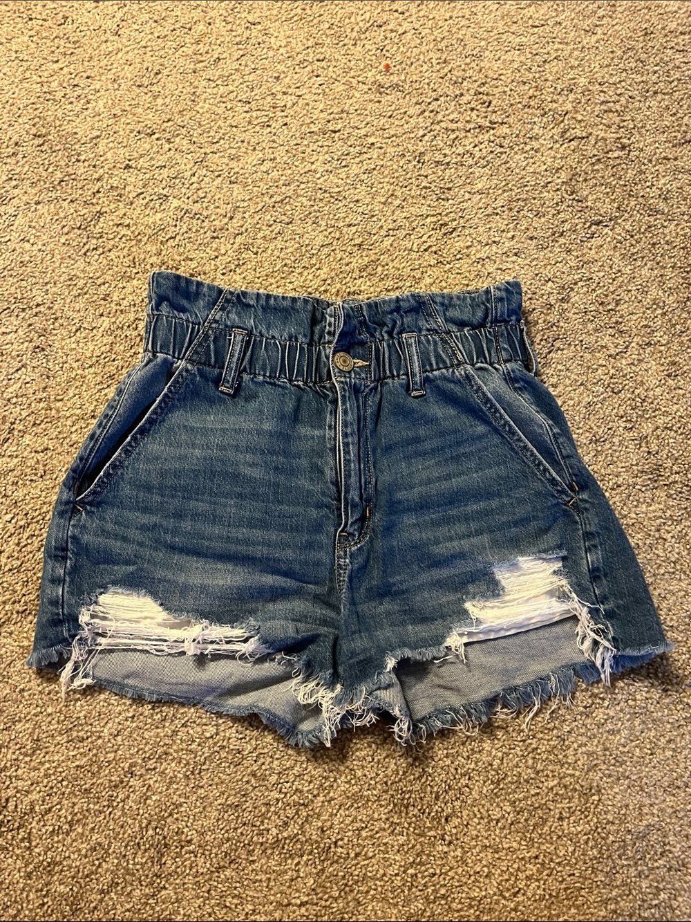 American Eagle Outfitters High-Waist Distressed Mom Shorts